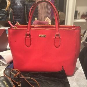 Kate Spade Red Satchel with Gold Accents